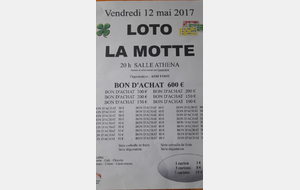 LOTO DE L'ASM VENDREDI 12 MAI