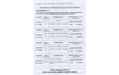 PROGRAMME DE REPRISE