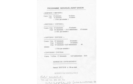 PROGRAMME DE REPRISE