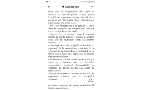 ARRET DES CHAMPIONNATS : LES CONDITIONS